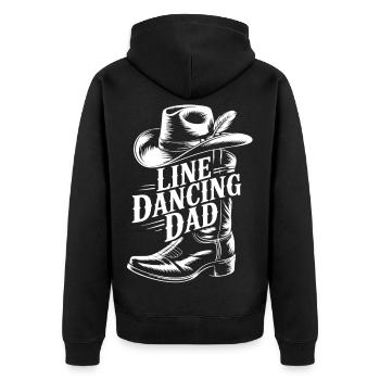 Linedancing Dad Cowboy Motiv - Unisex Premium Bio Zip Hoodie - Schwarz - Hinten - Nico (187cm)