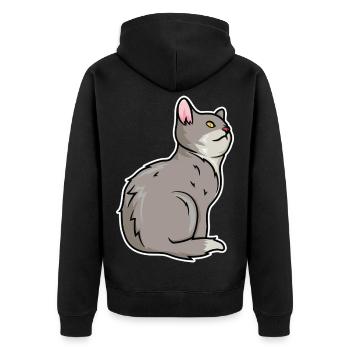Cat Drawing - Unisex Premium Organic Zip Hoodie - black - Back - Nico (187cm)