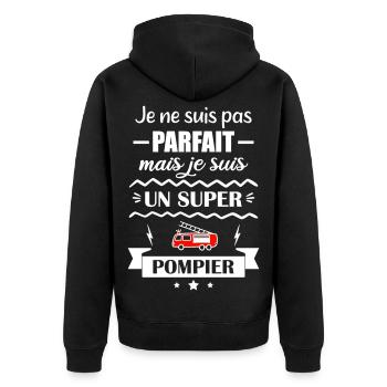 Super Firefighter Fire Hero Feuerwehrauto - Unisex Premium Bio Zip Hoodie - Schwarz - Hinten - Nico (187cm)