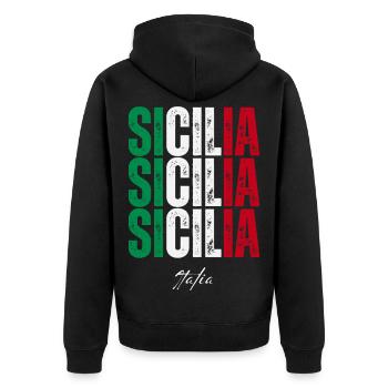 Sicile Italie, souvenir de la Sicile - Veste à capuche bio Premium Unisexe - noir - Dos - Nico (187cm)