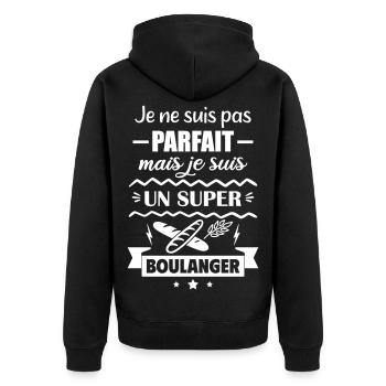 Pas parfait mais super boulanger - Veste à capuche bio Premium Unisexe - noir - Dos - Nico (187cm)
