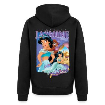 Prinzessin Jasmin Mit Treuem Äffchen Abu - Unisex Premium Bio Zip Hoodie - Schwarz - Hinten - Nico (187cm)