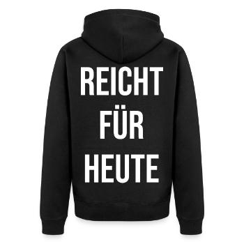 Enough for today - Unisex Premium Organic Zip Hoodie - black - Back - Nico (187cm)