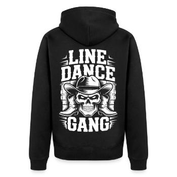 Line Dance Gang – Western Skull Cowboy Style - Unisex Premium Organic Zip Hoodie - black - Back - Nico (187cm)