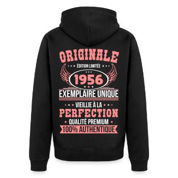 1956 – Exemplaire unique – Qualité premium - Veste à capuche bio Premium Unisexe - noir - Dos - Nico (187cm)