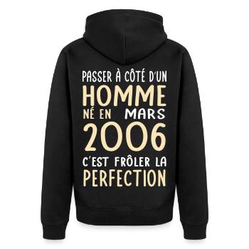 Anniversaire 20 ans - Né en Mars 2006 - Veste à capuche bio Premium Unisexe - noir - Dos - Nico (187cm)