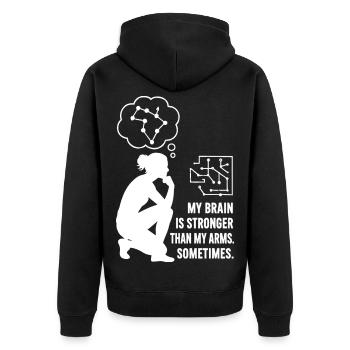 Bouldern wie Schach – Kopf schlägt Kraft - Unisex Premium Bio Zip Hoodie - Schwarz - Hinten - Nico (187cm)