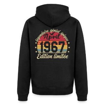 1967 avril Anniversaire avril 1967 - Veste à capuche bio Premium Unisexe - noir - Dos - Nico (187cm)