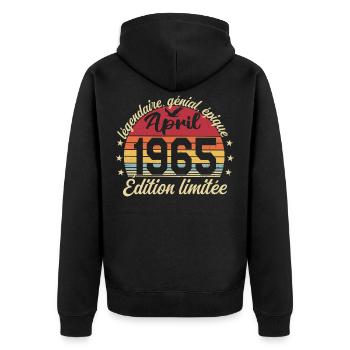 1965 April Birthday April 1965 - Unisex Premium Organic Zip Hoodie - black - Back - Nico (187cm)