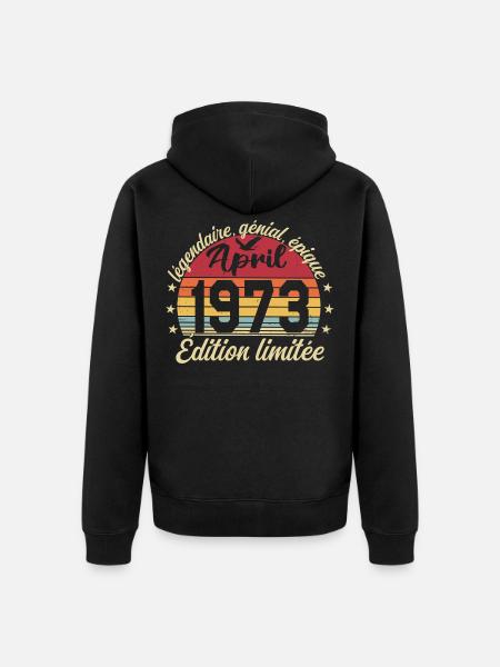1973 April Anniversary April 1973 - Unisex Premium Organic Zip Hoodie - black
