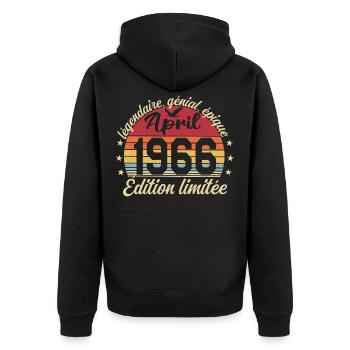 Geburtstag April 1966 April 1966 - Unisex Premium Bio Zip Hoodie - Schwarz - Hinten - Nico (187cm)