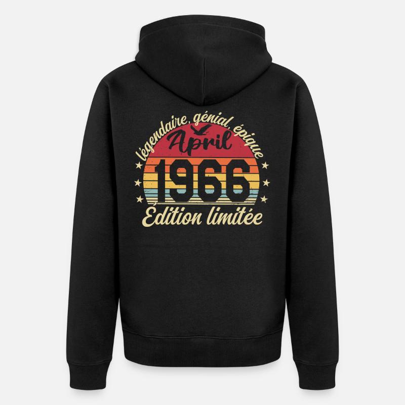 1966 avril Anniversaire avril 1966 - Veste à capuche bio Premium Unisexe - noir