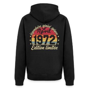 1972 avril Anniversaire avril 1972 - Veste à capuche bio Premium Unisexe - noir - Dos - Nico (187cm)