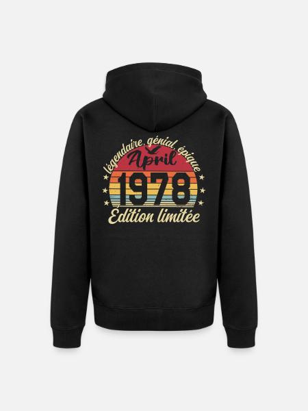 1978 April Birthday April 1978 - Unisex Premium Organic Zip Hoodie - black
