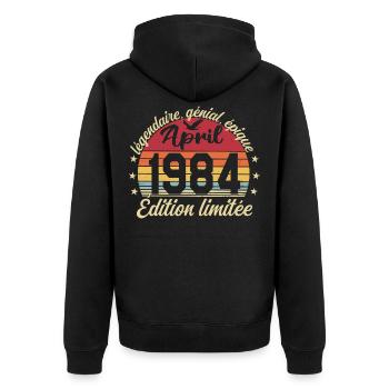 1984 April Birthday April 1984 - Unisex Premium Organic Zip Hoodie - black - Back - Nico (187cm)