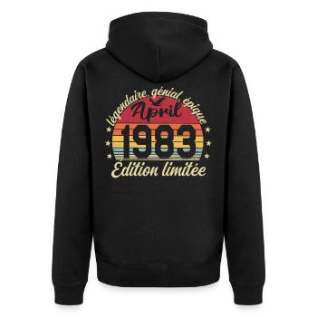 1983 avril Anniversaire avril 1983 - Veste à capuche bio Premium Unisexe - noir - Dos - Nico (187cm)
