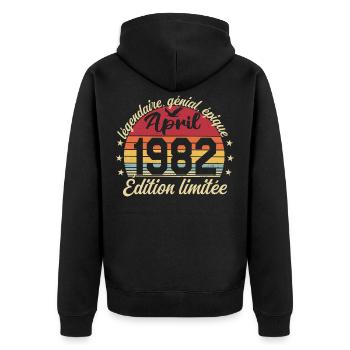 1982 April Birthday April 1982 - Unisex Premium Organic Zip Hoodie - black - Back - Nico (187cm)