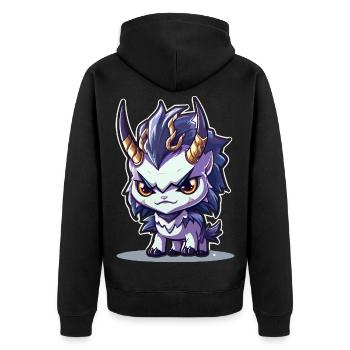 Petit Dragon Cornu de style Chibi - Veste à capuche bio Premium Unisexe - noir - Dos - Nico (187cm)