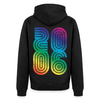 Vintage 2006 20. Geburtstag - Unisex Premium Bio Zip Hoodie - Schwarz - Hinten - Nico (187cm)