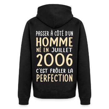 Anniversaire 20 ans - Né en Juillet 2006 - Veste à capuche bio Premium Unisexe - noir - Dos - Nico (187cm)