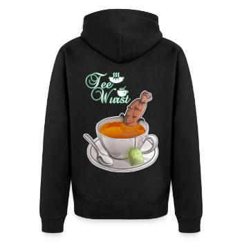 Teewurst  - Unisex Premium Bio Zip Hoodie - Schwarz - Hinten - Nico (187cm)