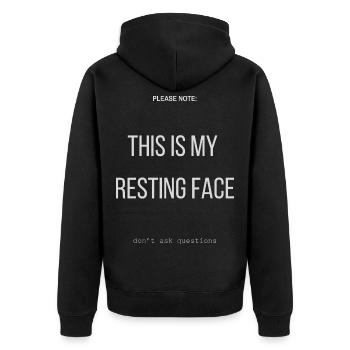 Resting Face Shirt Funny Sarcasm Humor - Unisex Premium Organic Zip Hoodie - black - Back - Nico (187cm)
