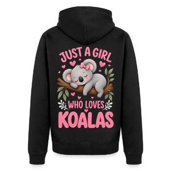 Juste une fille qui aime les koalas - Veste à capuche bio Premium Unisexe - noir - Dos - Nico (187cm)