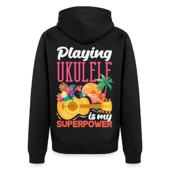 Jouer du ukulélé est mon superpouvoir Musicien d’Hawaï - Veste à capuche bio Premium Unisexe - noir - Dos - Nico (187cm)