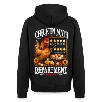 CHICKEN MATH DEPARTMENT - Unisex Premium Bio Zip Hoodie - Schwarz - Hinten - Nico (187cm)