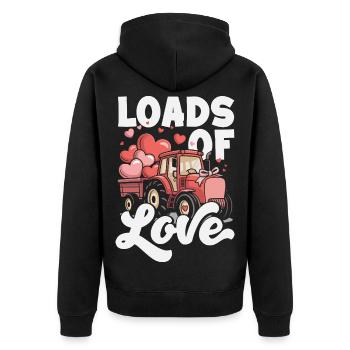 Retro Heart Valentine's Day Design Love - Unisex Premium Organic Zip Hoodie - black - Back - Nico (187cm)