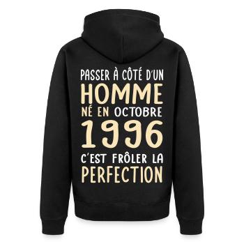 Anniversaire 30 ans - Né en Octobre 1996 - Veste à capuche bio Premium Unisexe - noir - Dos - Nico (187cm)