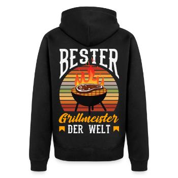 Bester Grillmeister Der Welt Papa Vater Lustig - Unisex Premium Bio Zip Hoodie - Schwarz - Hinten - Nico (187cm)