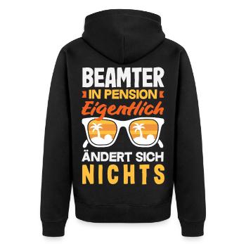 Beamter In Pension Ruhestand - Unisex Premium Bio Zip Hoodie - Schwarz - Hinten - Nico (187cm)