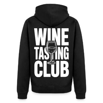 Wine Tasting Club - Unisex Premium Bio Zip Hoodie - Schwarz - Hinten - Nico (187cm)