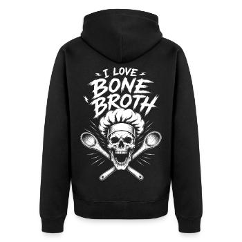 I Love Bone Broth Skull - Unisex Premium Organic Zip Hoodie - black - Back - Nico (187cm)