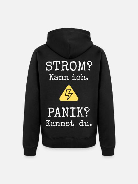 Elektriker Shirt | Strom? Kann ich. - Unisex Premium Bio Zip Hoodie - Schwarz