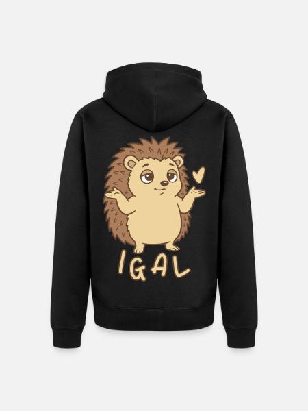 Igel egal igal - Unisex Premium Bio Zip Hoodie - Schwarz