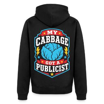 My Cabbage Core Publicist - Unisex Premium Bio Zip Hoodie - Schwarz - Hinten - Nico (187cm)