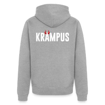 Krampus - Unisex Premium Bio Zip Hoodie - Grau meliert - Hinten - Nico (187cm)