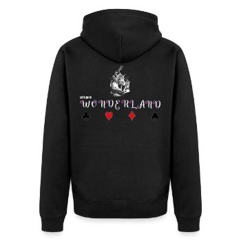 Motif sucré avec lapin et cartes à jouer - Veste à capuche bio Premium Unisexe - noir - Dos - Nico (187cm)