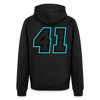 41 Zahl symbol - Unisex Premium Bio Zip Hoodie - Schwarz - Hinten - Nico (187cm)