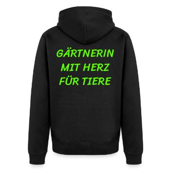 Gärtnerin Herz Tiere Garten Grün Natur Umwelt - Unisex Premium Bio Zip Hoodie - Schwarz - Hinten - Nico (187cm)