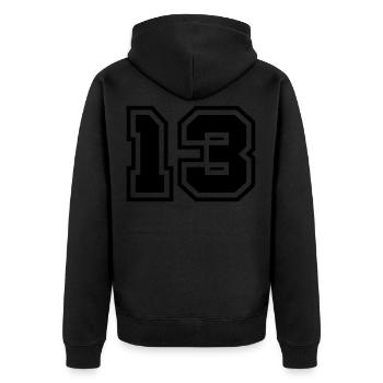 13 symbole de nombre - Veste à capuche bio Premium Unisexe - noir - Dos - Nico (187cm)