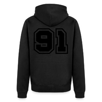 91 Number Symbol - Unisex Premium Organic Zip Hoodie - black - Back - Nico (187cm)