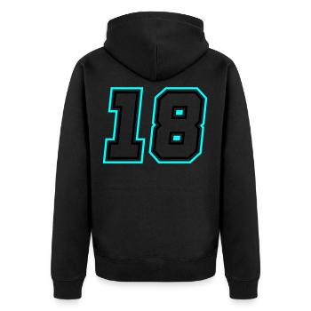18 Zahl symbol - Unisex Premium Bio Zip Hoodie - Schwarz - Hinten - Nico (187cm)