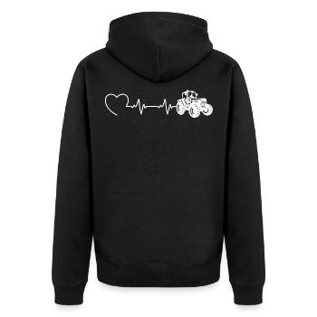 Traktoren Trecker Bauer Retro Traktor Bauernhof - Unisex Premium Bio Zip Hoodie - Schwarz - Hinten - Nico (187cm)