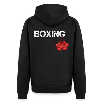 Boxe - gants de boxe de boxe - Veste à capuche bio Premium Unisexe - noir - Dos - Nico (187cm)