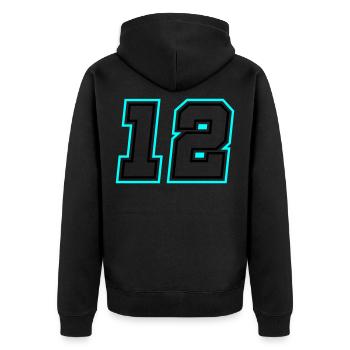 12 Zahl symbol - Unisex Premium Bio Zip Hoodie - Schwarz - Hinten - Nico (187cm)