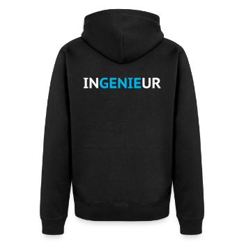 Ingenieur - Unisex Premium Bio Zip Hoodie - Schwarz - Hinten - Nico (187cm)