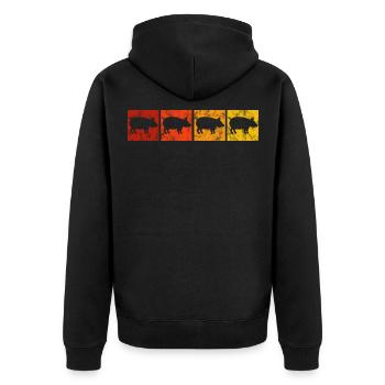 Pigs Pigs Retro Sow Farmer Pigs Boar - Unisex Premium Organic Zip Hoodie - black - Back - Nico (187cm)